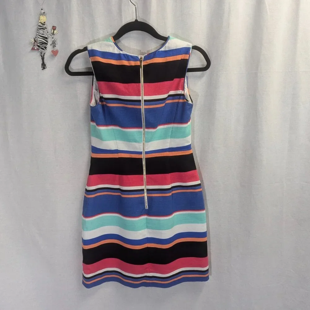 Kate Spade Tropical Stripe Mariam Dress, Fully Lined, Gold Zipper, Size 2